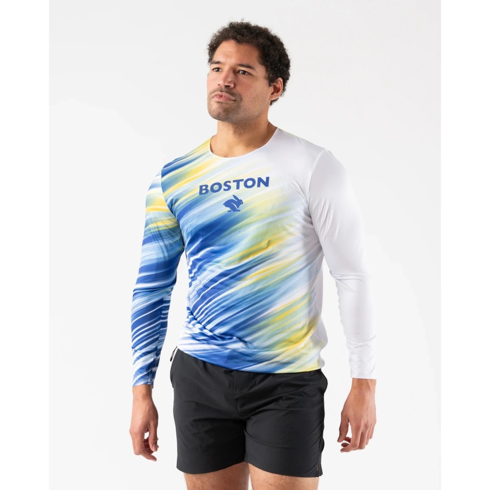 Rabbit Men's Runtee Long Sleeve Boston Race Tee, Size S/M